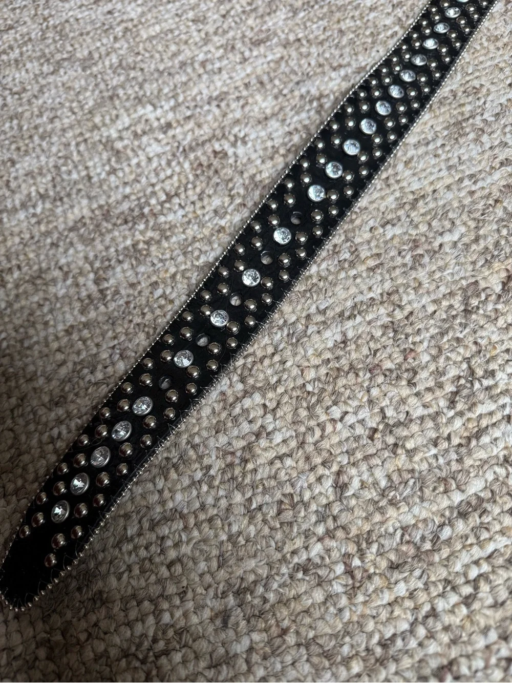 Women’s Black Studded Rhinestone Y2K Belt - Fashion Accessory L/XL